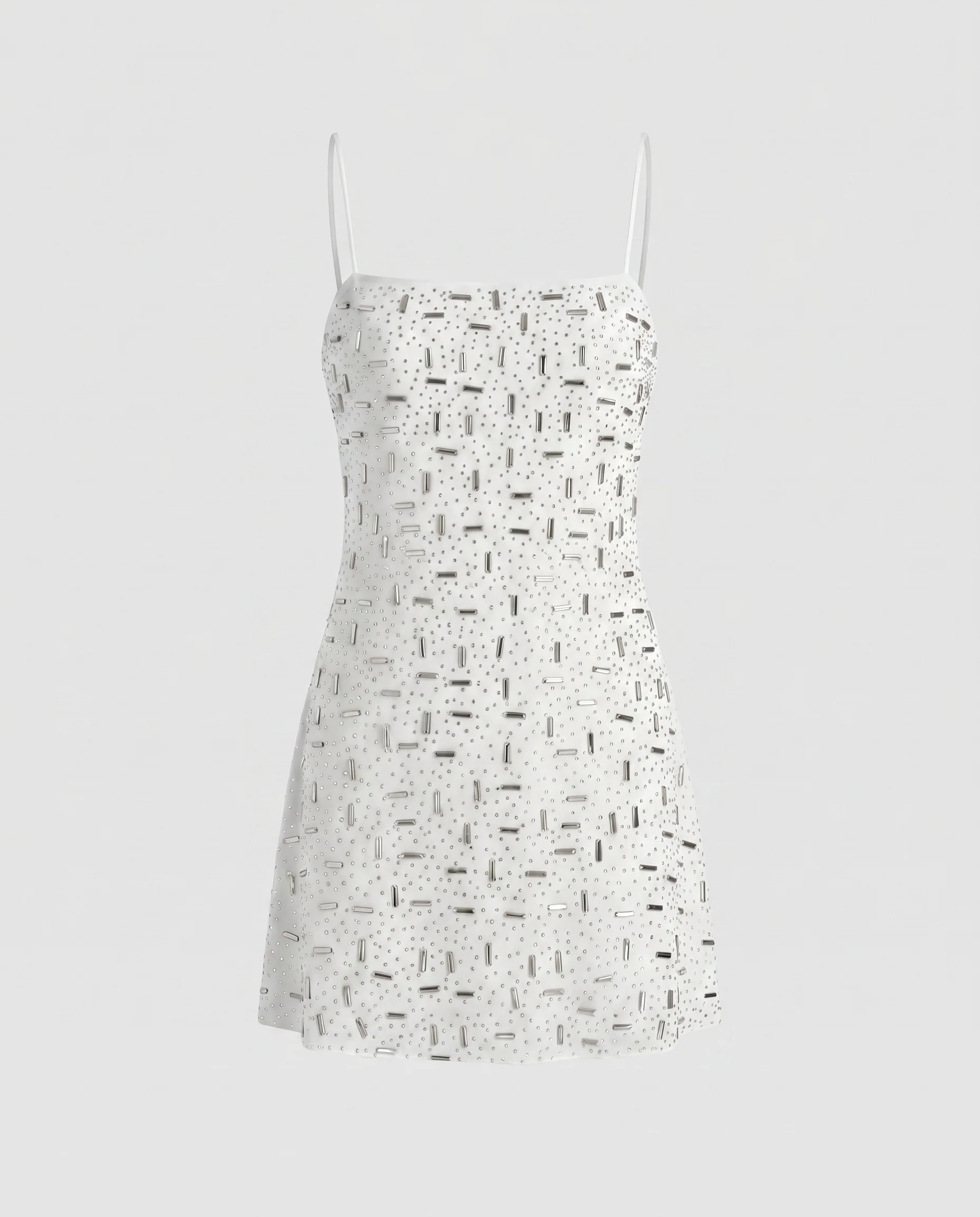 Damen Schimmerndes Minikleid mit zarten Trägern und dekorativen Applikationen R&B - Image 7
