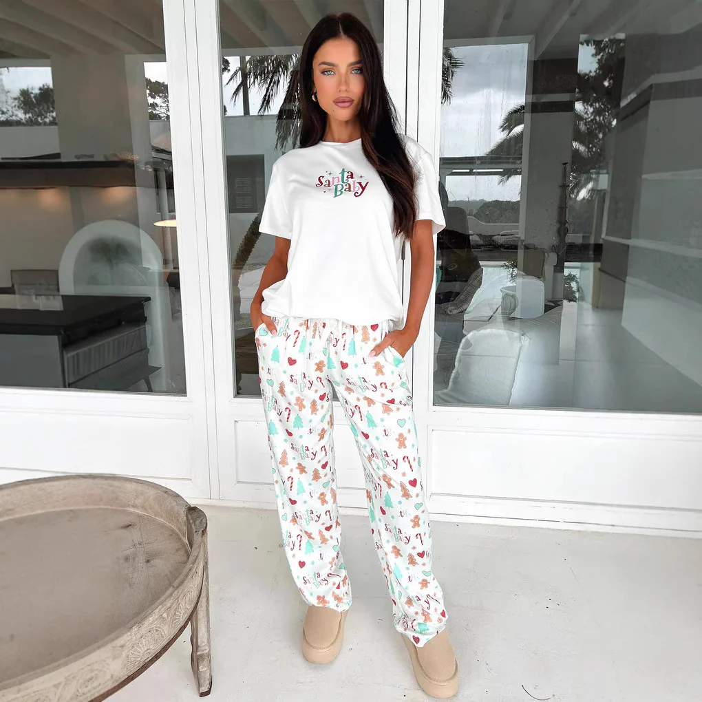 Damen Schlafanzug mit weichem Baumwollstoff und festlichem Design R&B - Image 5