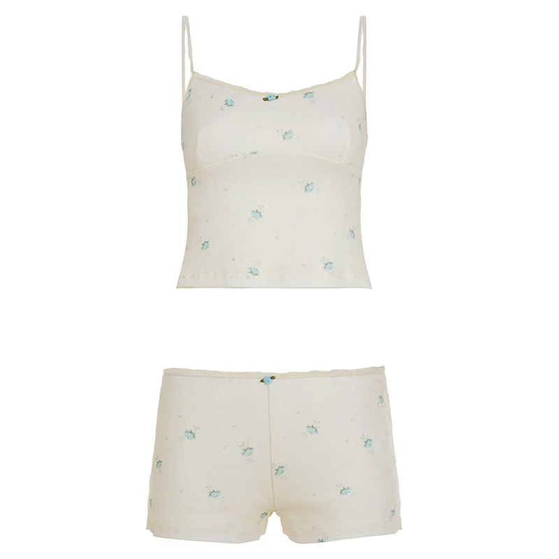 Damen Schlafanzug-Set mit feinem Blumenmuster und Spaghettiträgern R&B - Image 6