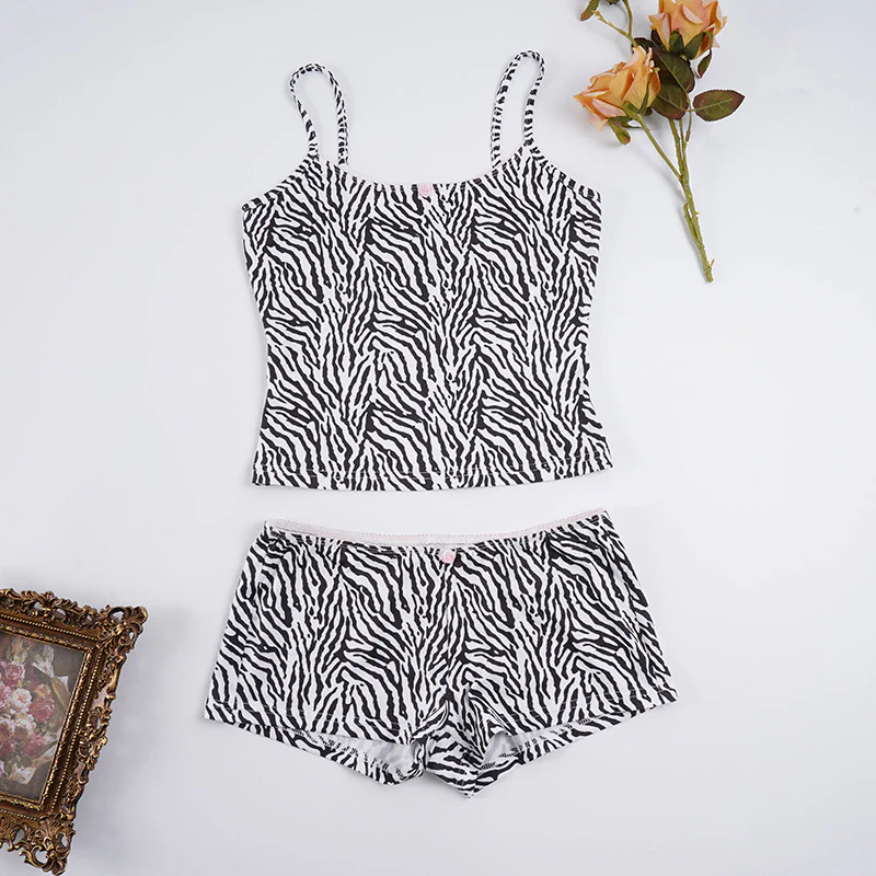 Damen Schlafanzug-Set mit trendigem Zebramuster und verstellbaren Trägern R&B - Image 6