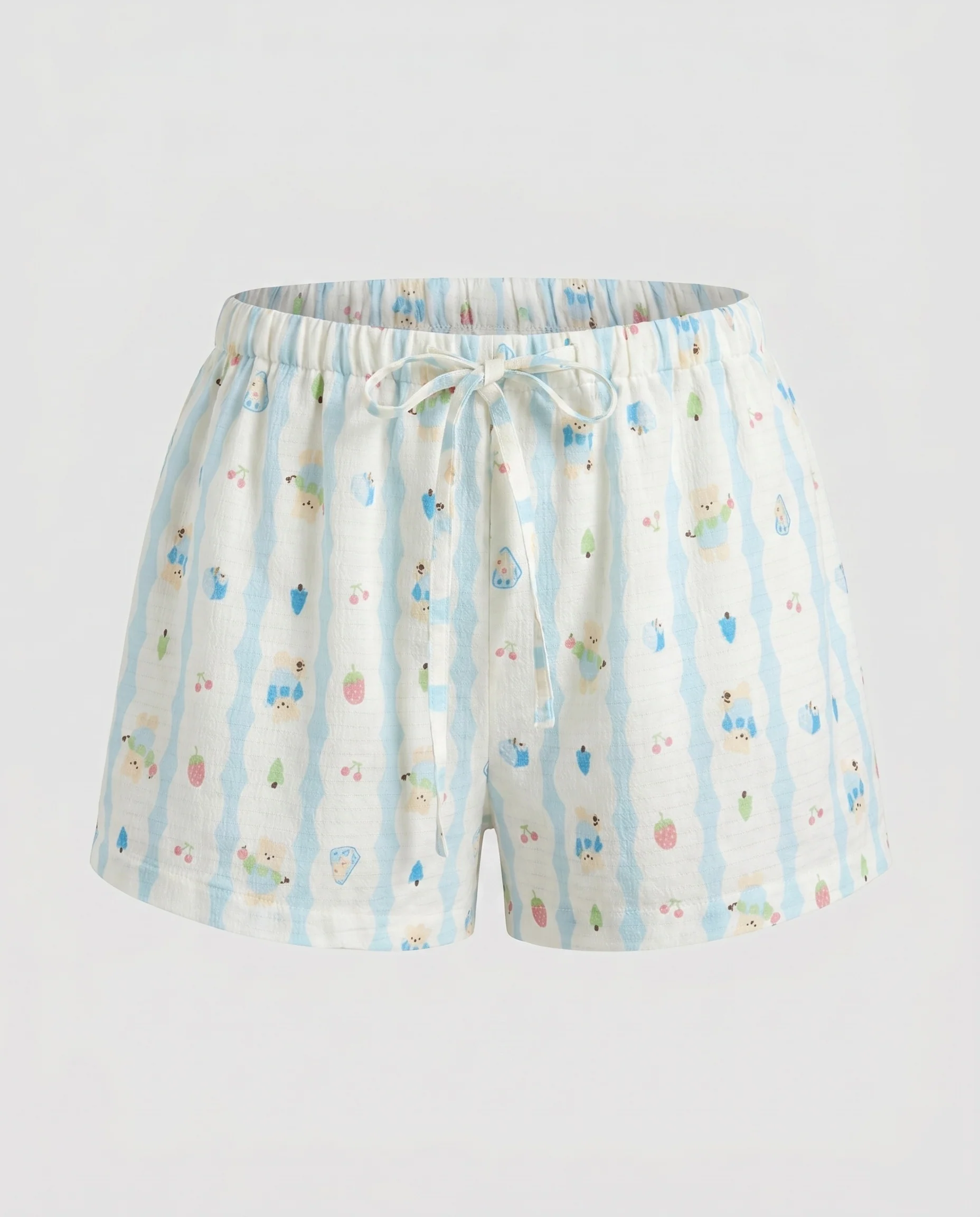 Damen Schlafshorts mit fröhlichem Eiscreme-Motiv und elastischem Bund - Image 5