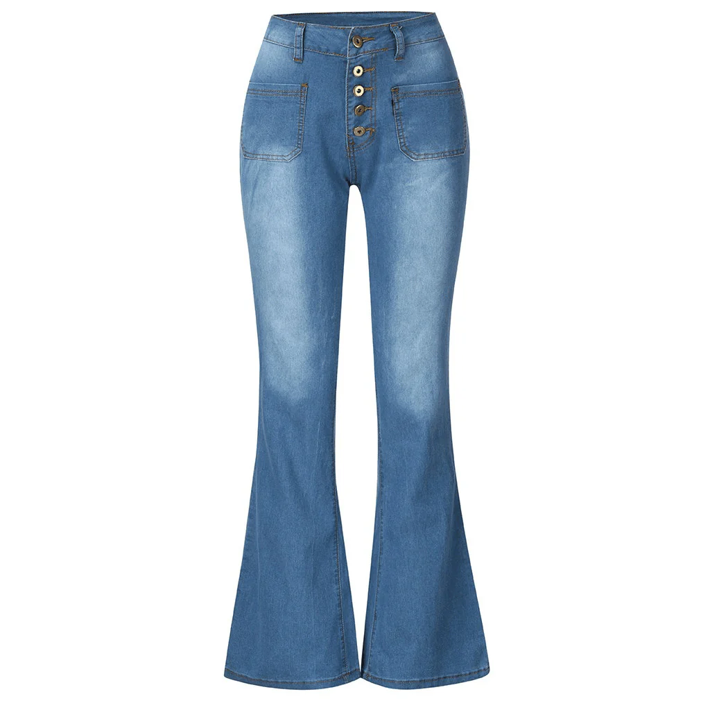 Damen Schlagjeans mit hohem Bund und retro Knopfdetails R&B - Image 6