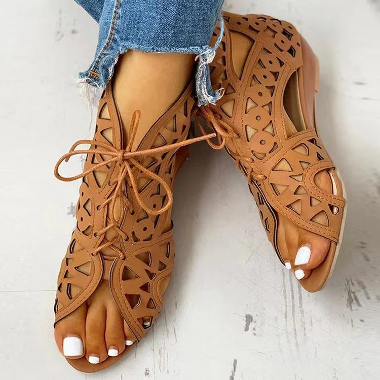 Damen Schnürsandalen mit luftiger Cut-Out-Optik und rutschfester Sohle Heidi-Mode - Image 2