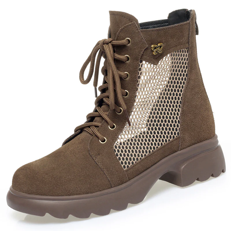 Damen Schnürstiefeletten mit luftiger Netzstruktur und robustem Blockabsatz R&B - Image 6