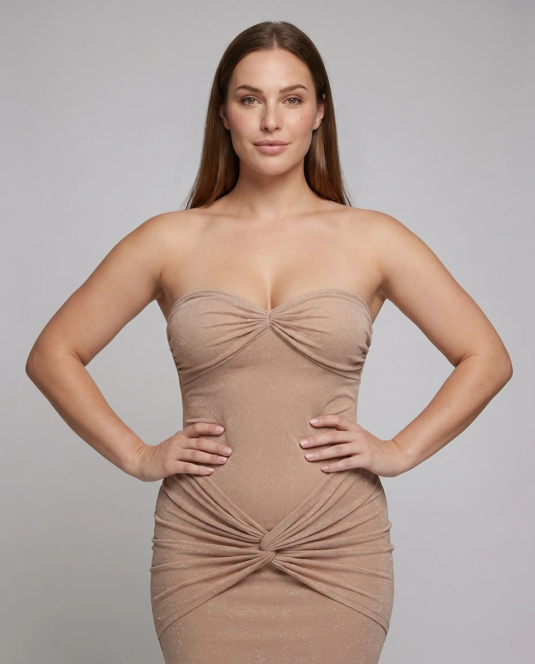 Damen schulterfreies Abendkleid mit raffiniertem Raffung und Haarband R&B - Image 2