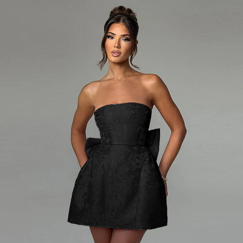 Damen schulterfreies Cocktailkleid mit elegantem Schleifendetail R&B - Image 7