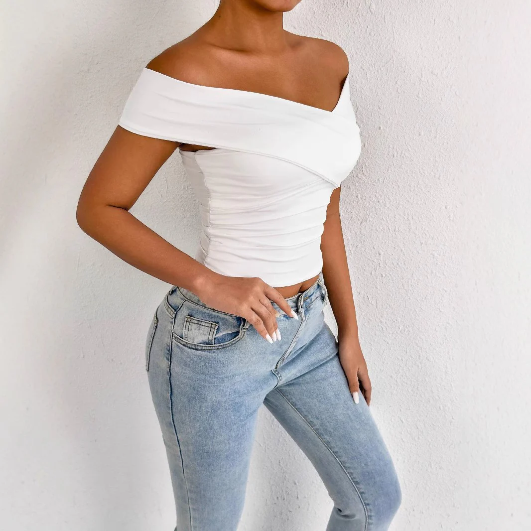 Damen schulterfreies Oberteil mit eleganter Drapierung R&B - Image 2