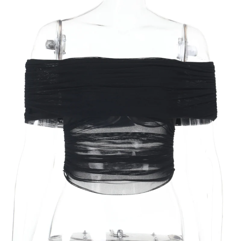Damen schulterfreies Oberteil mit Wickeldesign und Rüschendetails R&B - Image 7