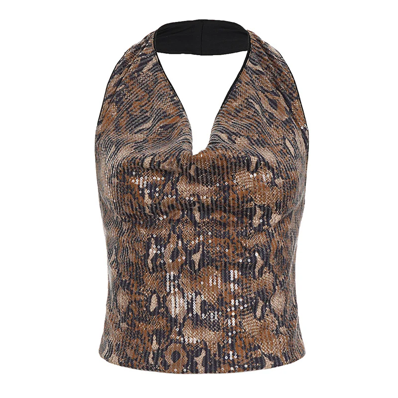 Damen Set aus schimmerndem Top und kurzen Shorts im Animal-Print R&B - Image 9
