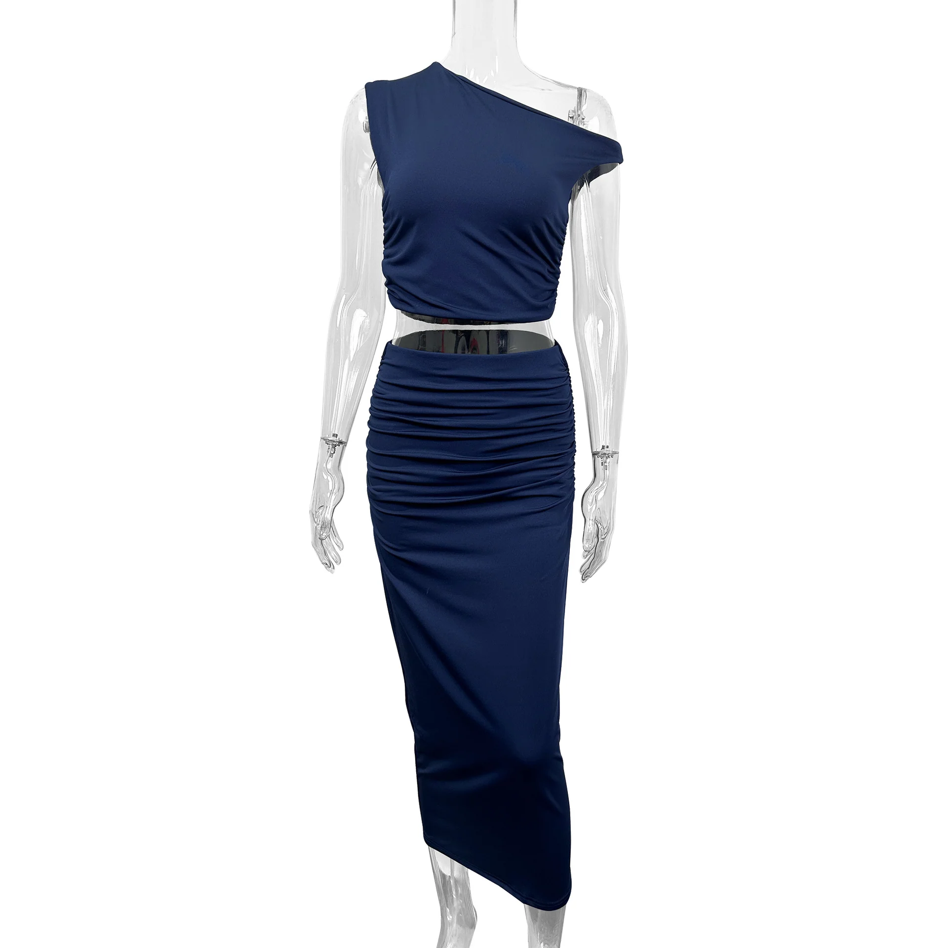 Damen Set aus schulterfreiem Top und Maxi-Rock in gerafftem Design R&B - Image 4