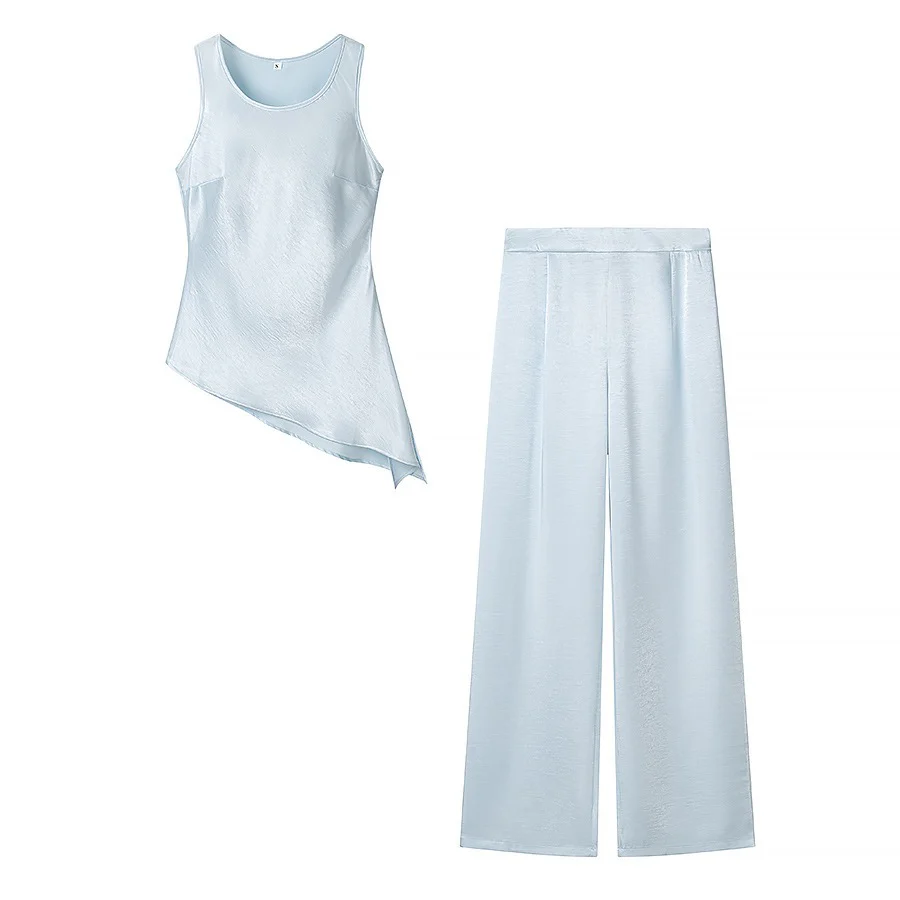 Damen Set bestehend aus elegantem Oberteil mit asymmetrischem Saum und weit geschnittener Hose R&B - Image 3