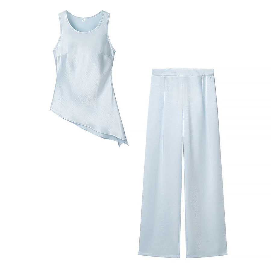 Damen Set bestehend aus elegantem Oberteil mit asymmetrischem Saum und weit geschnittener Hose R&B - Image 6