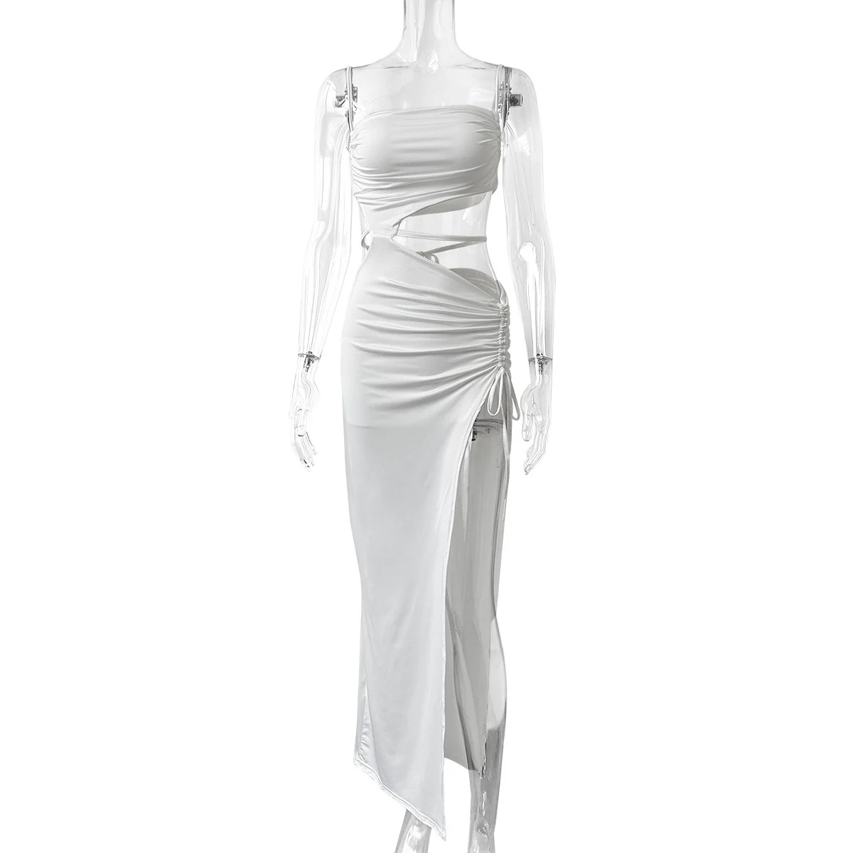 Damen Set mit Cropped Top und Maxirock mit Raffung R&B - Image 5