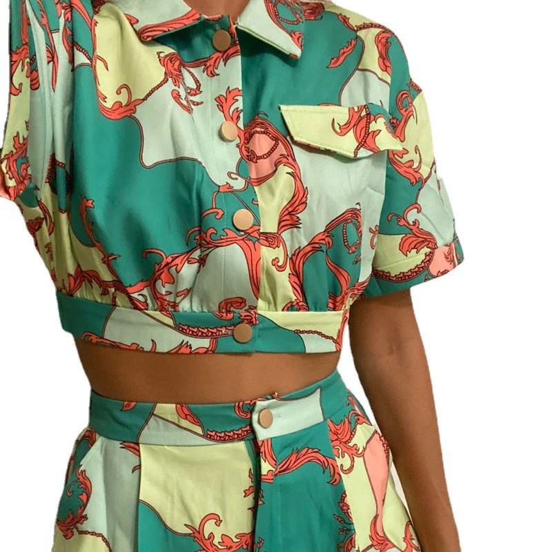 Damen Set mit Kurzarmbluse und hochtaillierten Shorts im trendigen Design R&B - Image 5