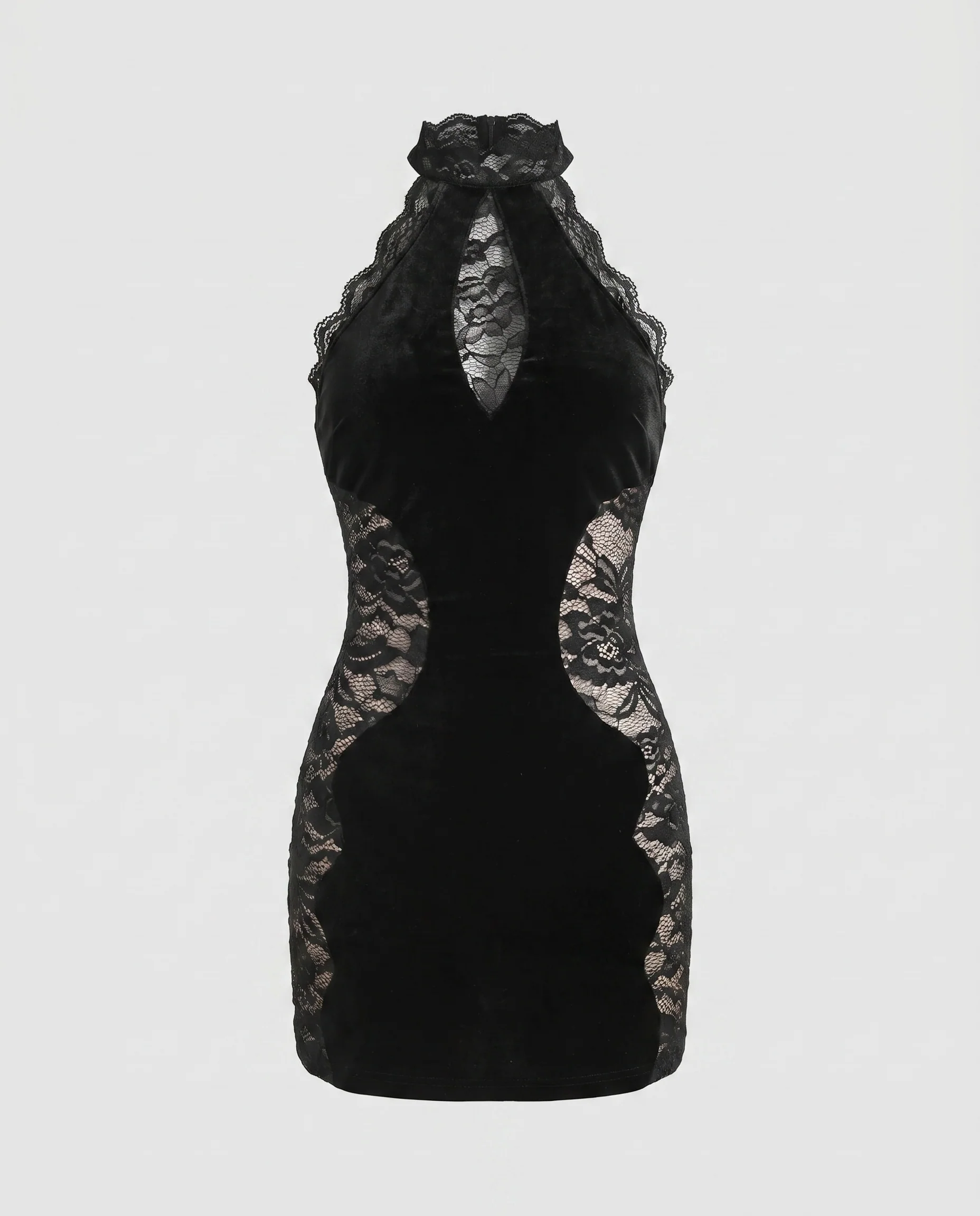 Damen Sexy Minikleid mit transparenter Spitze und eleganter Drapierung R&B - Image 4