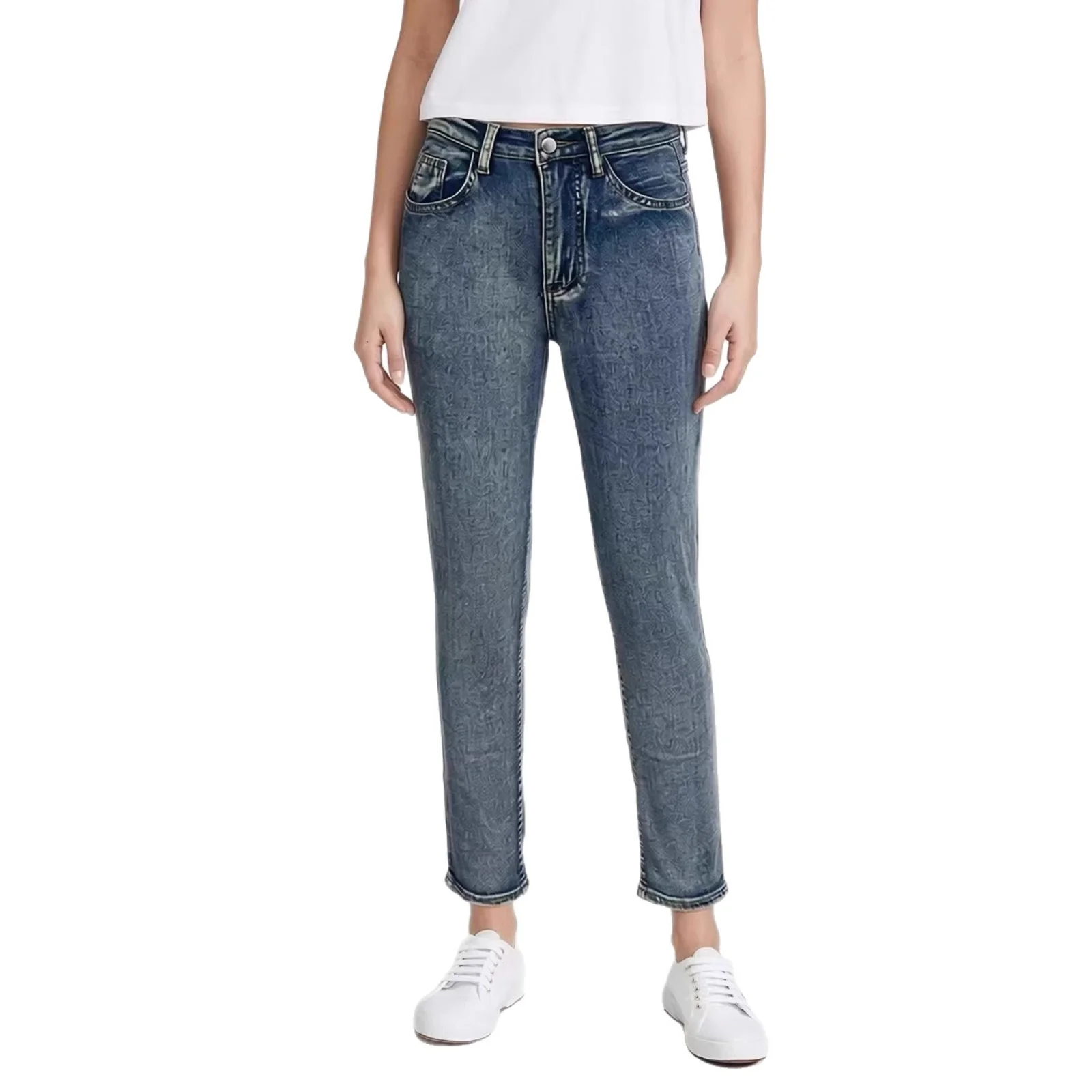 Damen Slim-Fit Jeans mit modernem Used-Effekt und hoher Taille R&B - Image 5
