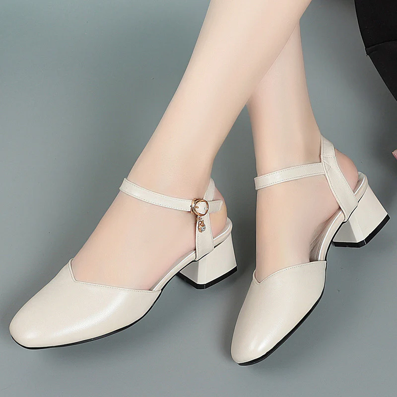 Damen Sling-Pumps mit modischem Riemen und elegantem Blockabsatz R&B - Image 4