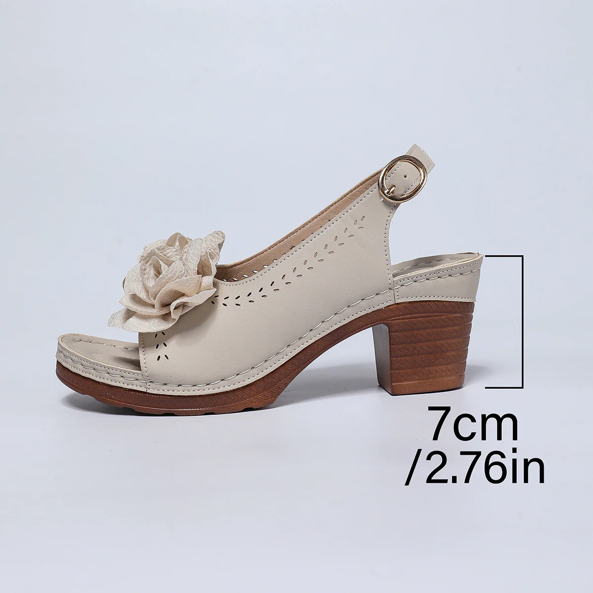 Damen Slingback-Sandalen mit floralem Dekor und modischem Blockabsatz R&B - Image 6
