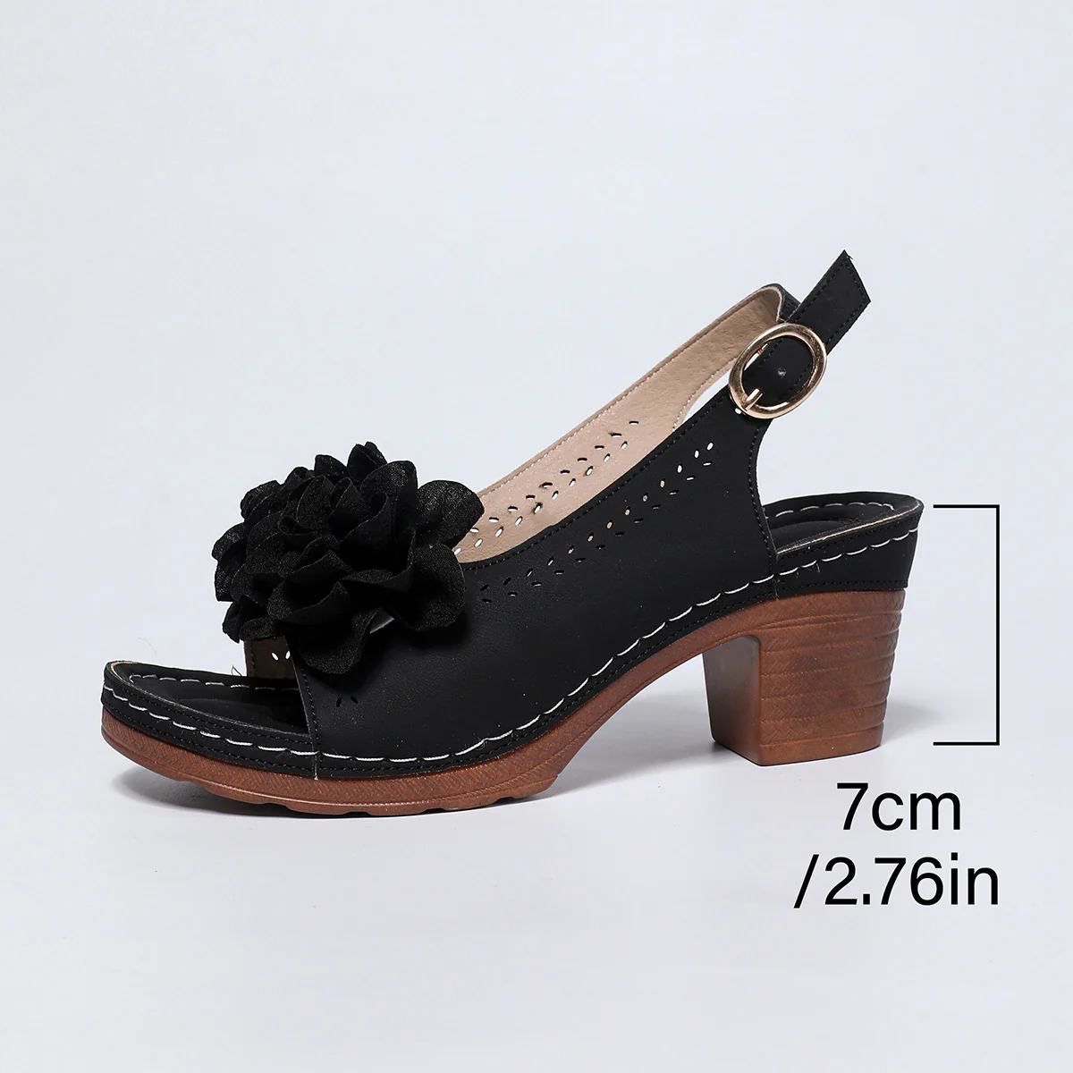 Damen Slingback-Sandalen mit floralem Dekor und modischem Blockabsatz R&B - Image 7