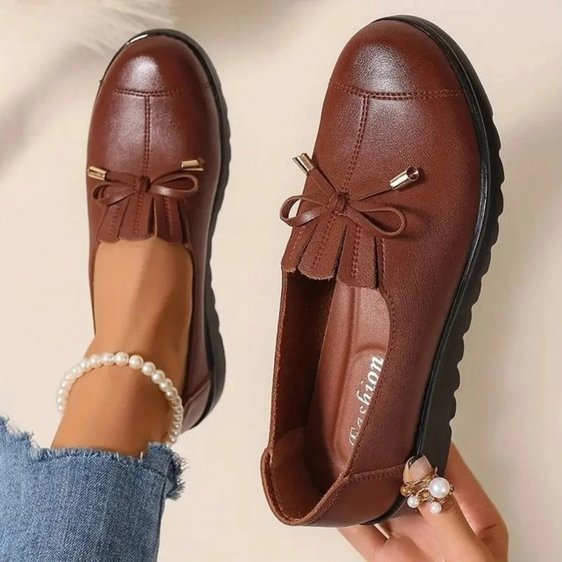 Damen-Slip-On Mokassins aus Leder R&B R&B - Image 3