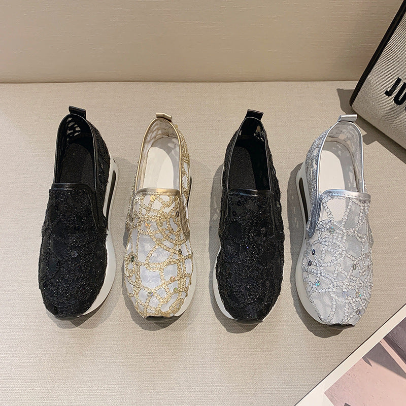 Damen Slip-On Sneakers mit funkelndem Mesh-Obermaterial und rutschfester Sohle Heidi-Mode - Image 3
