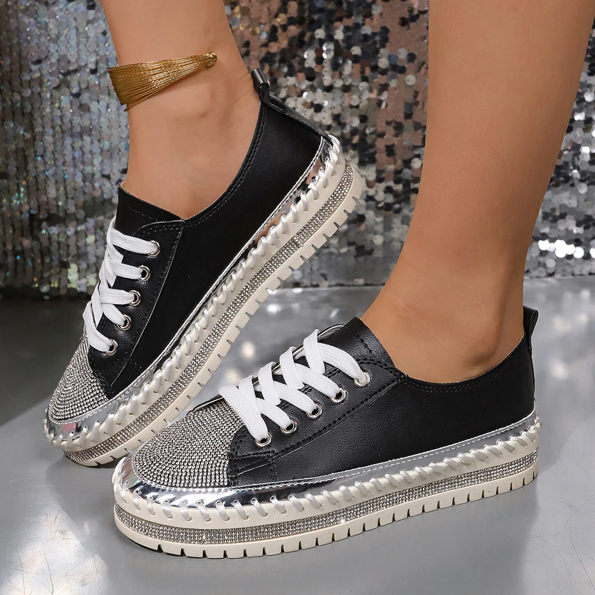 Damen Sneaker mit Glitzergestaltung und elastischer Laufsohle R&B - Image 6
