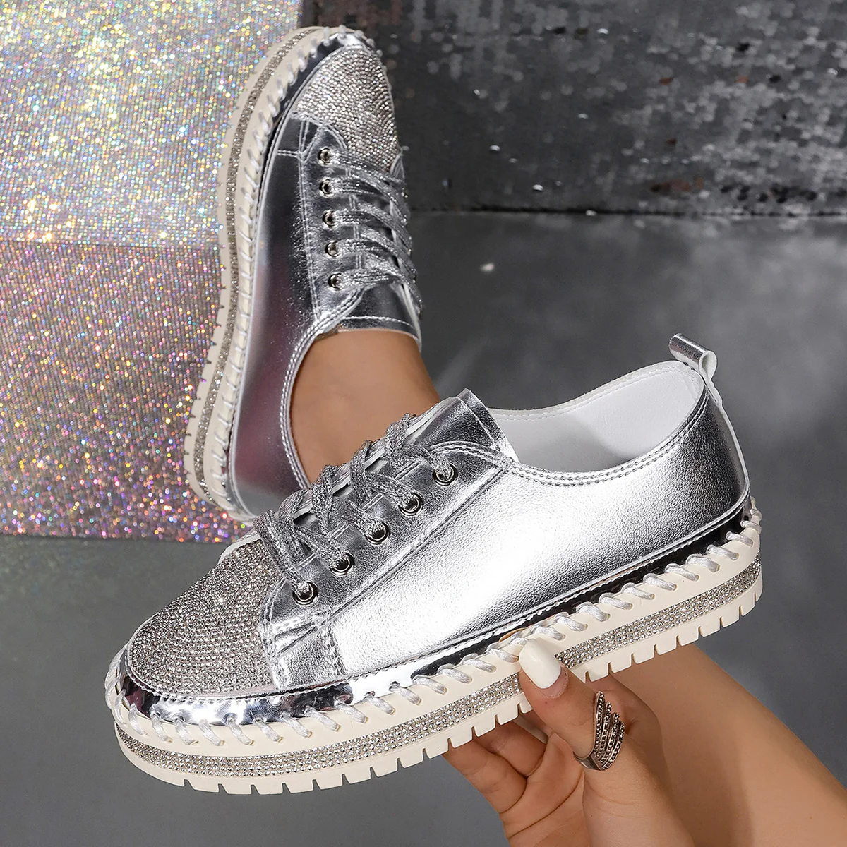 Damen Sneaker mit Glitzergestaltung und elastischer Laufsohle R&B - Image 7