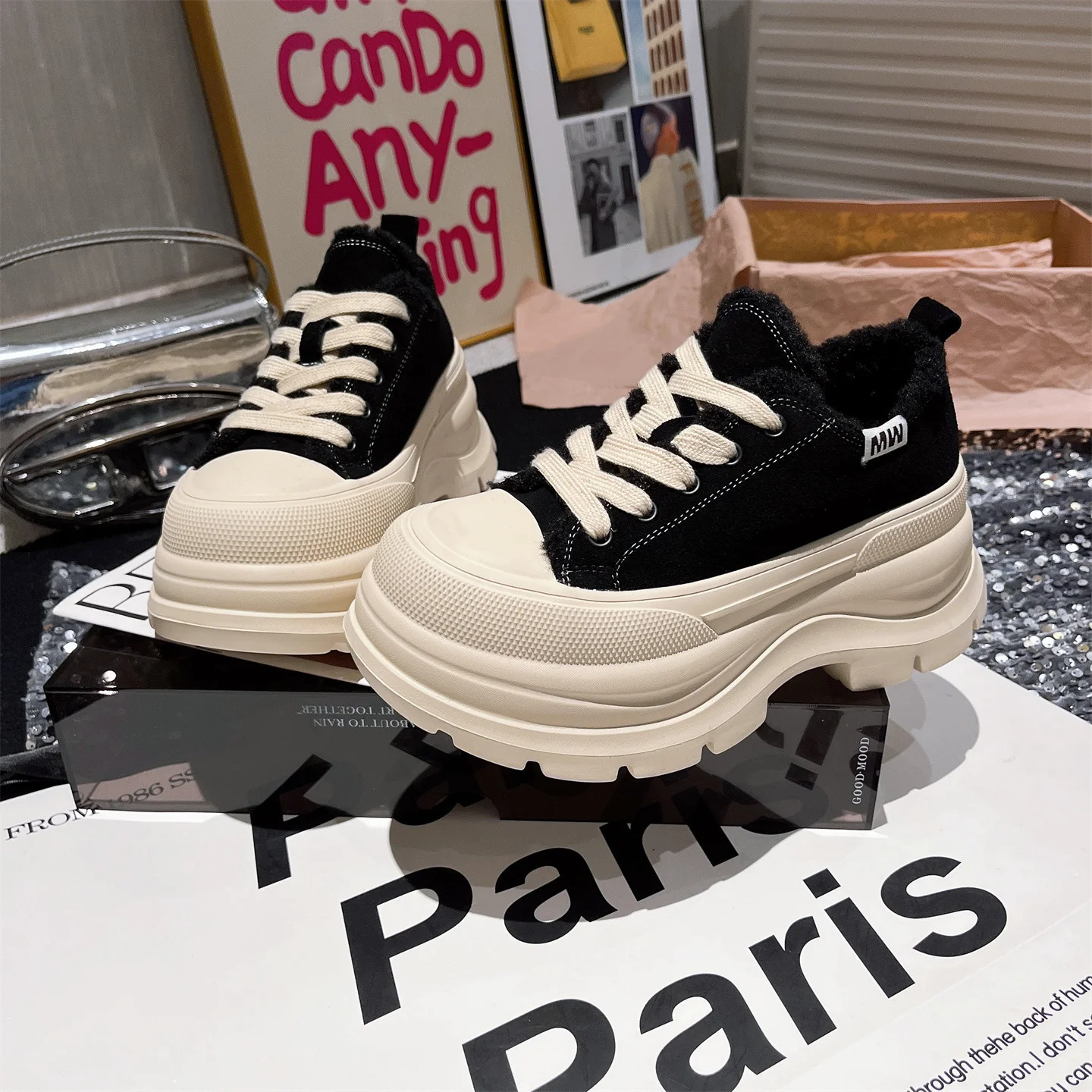 Damen Sneakers mit luxuriösem Fleece-Innenfutter und robustem Plateau R&B - Image 6