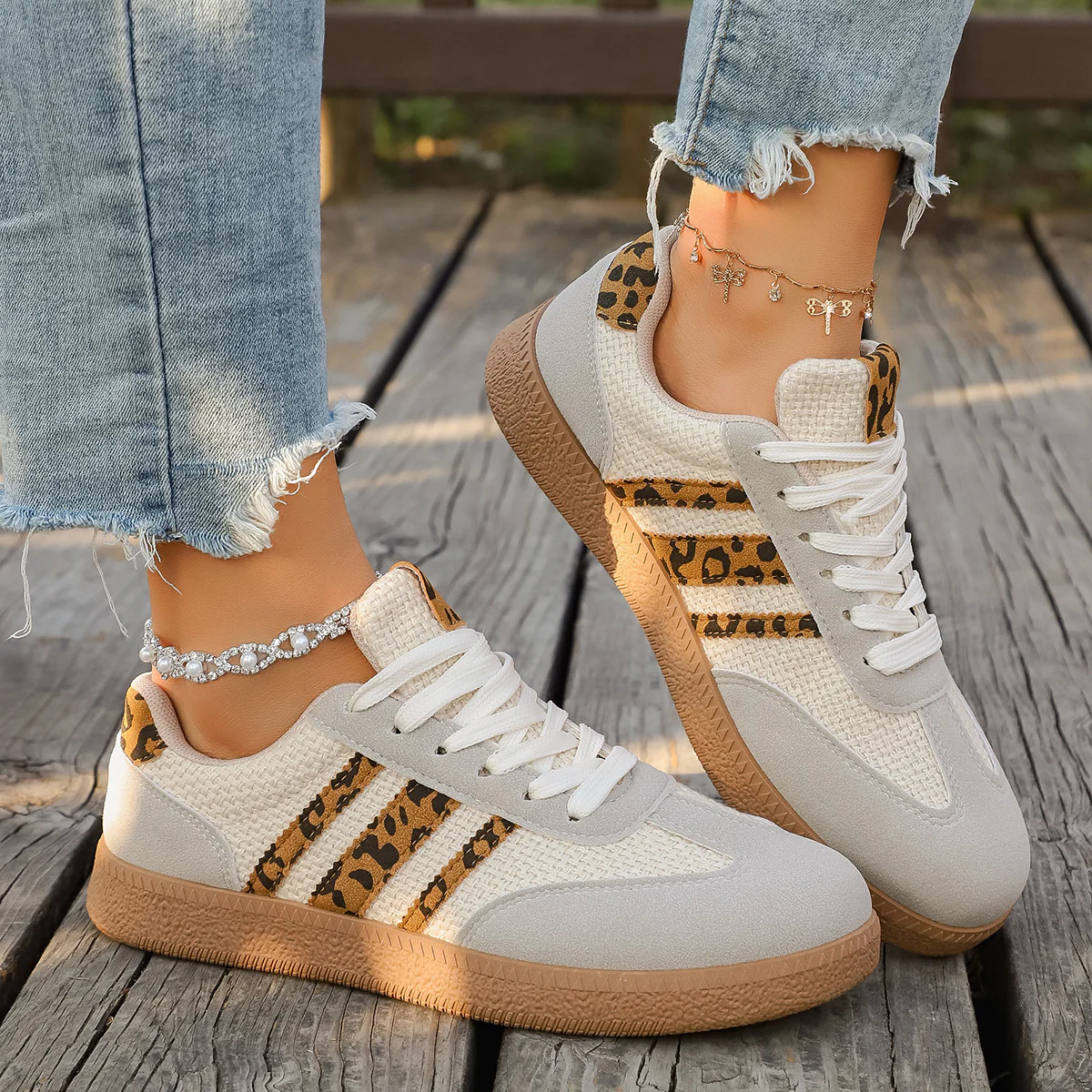 Damen Sneakers mit modischem Leopardenmuster und atmungsaktiver Obermaterialstruktur R&B - Image 2