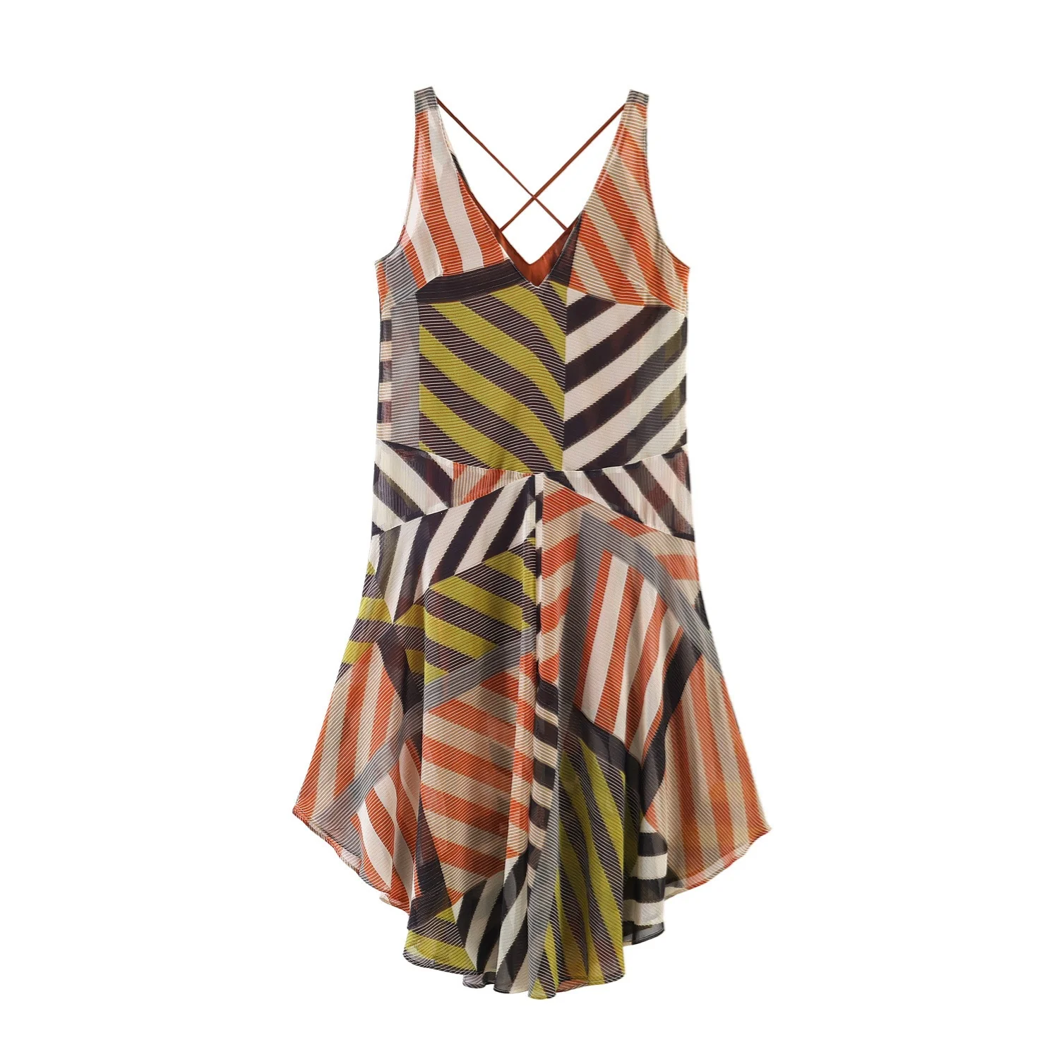 Damen Sommerliches Maxikleid mit modernem V-Ausschnitt und asymmetrischem Schnitt R&B - Image 2