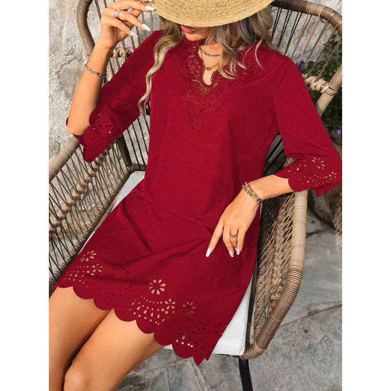 Damen Sommerkleid mit Spitzendetails und ausgestellten Ärmeln R&B - Image 3
