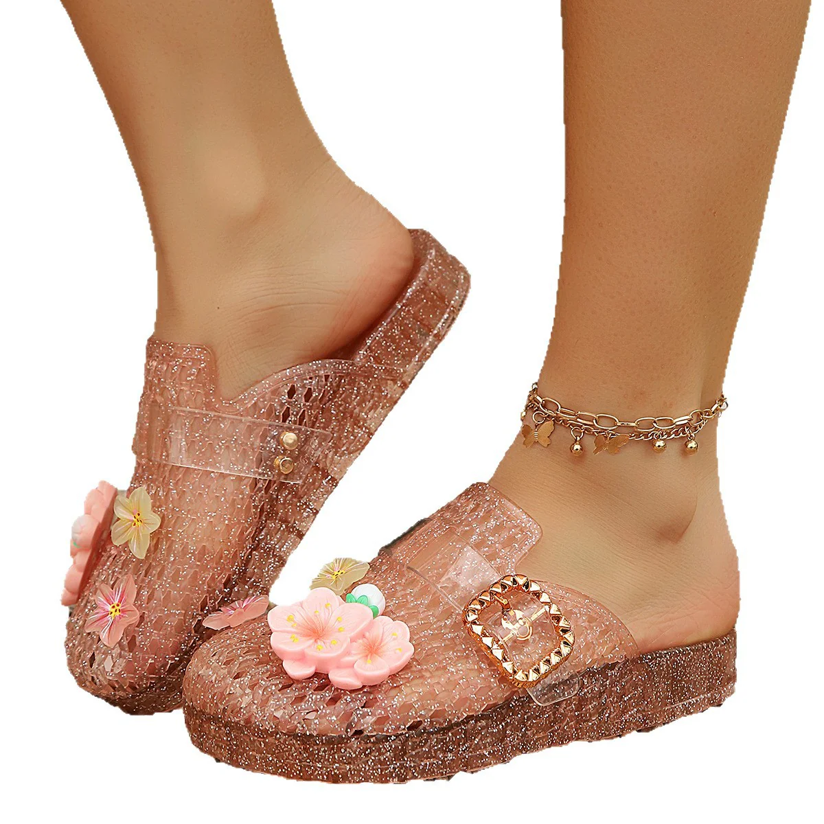 Damen Sommerliche Pantoletten mit geschmackvollen Blumenapplikationen und modischem Schnallenverschluss R&B - Image 5