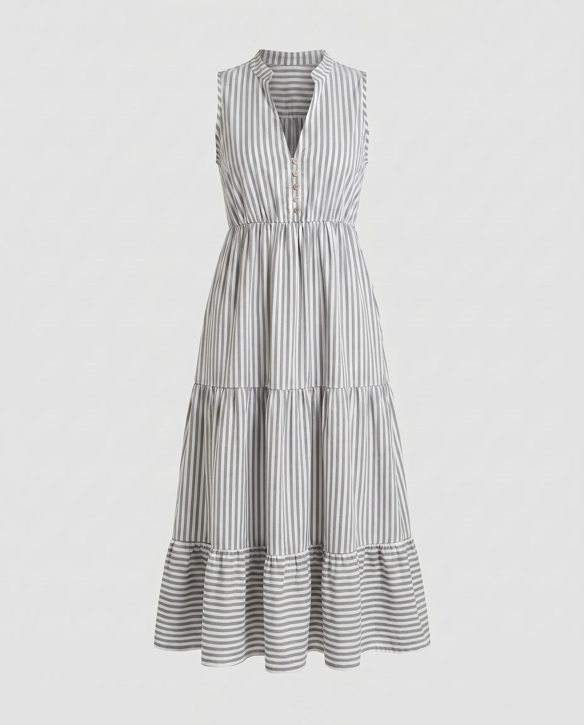 Damen Sommerliches Hemdkleid mit Knopfdetails und Streifenmuster R&B - Image 9