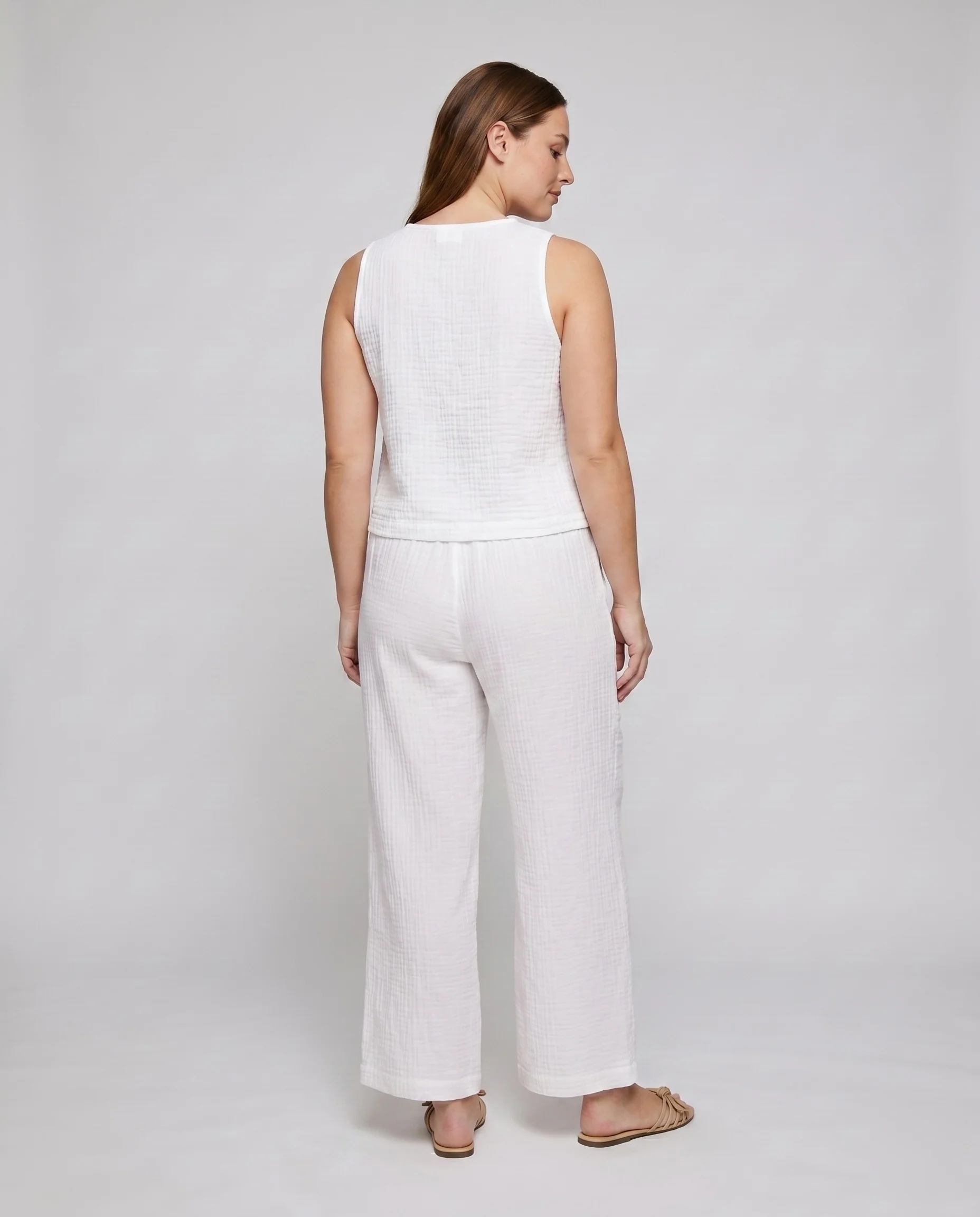 Damen sommerliches Loungewear-Set aus leichtem Leinen - Image 3