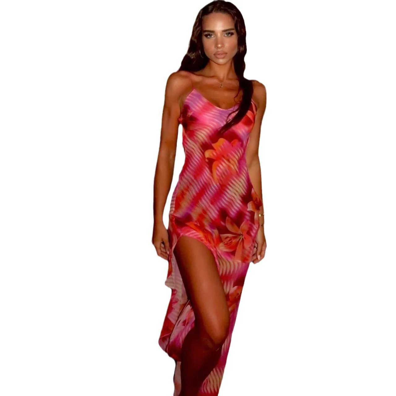 Damen Sommerliches Maxikleid mit asymmetrischem Saum und floralem Design R&B - Image 5