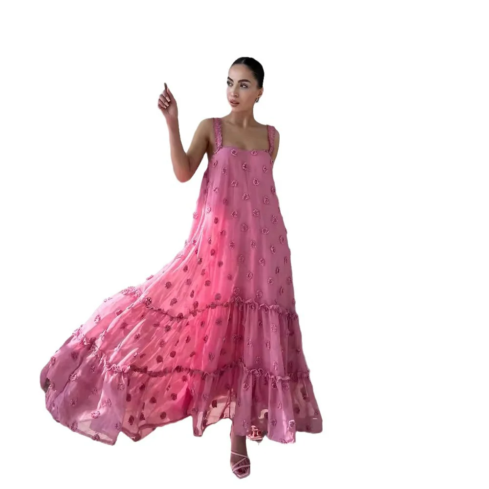 Damen Sommerliches Maxikleid mit floralem Relief und voluminösem Saum R&B - Image 4