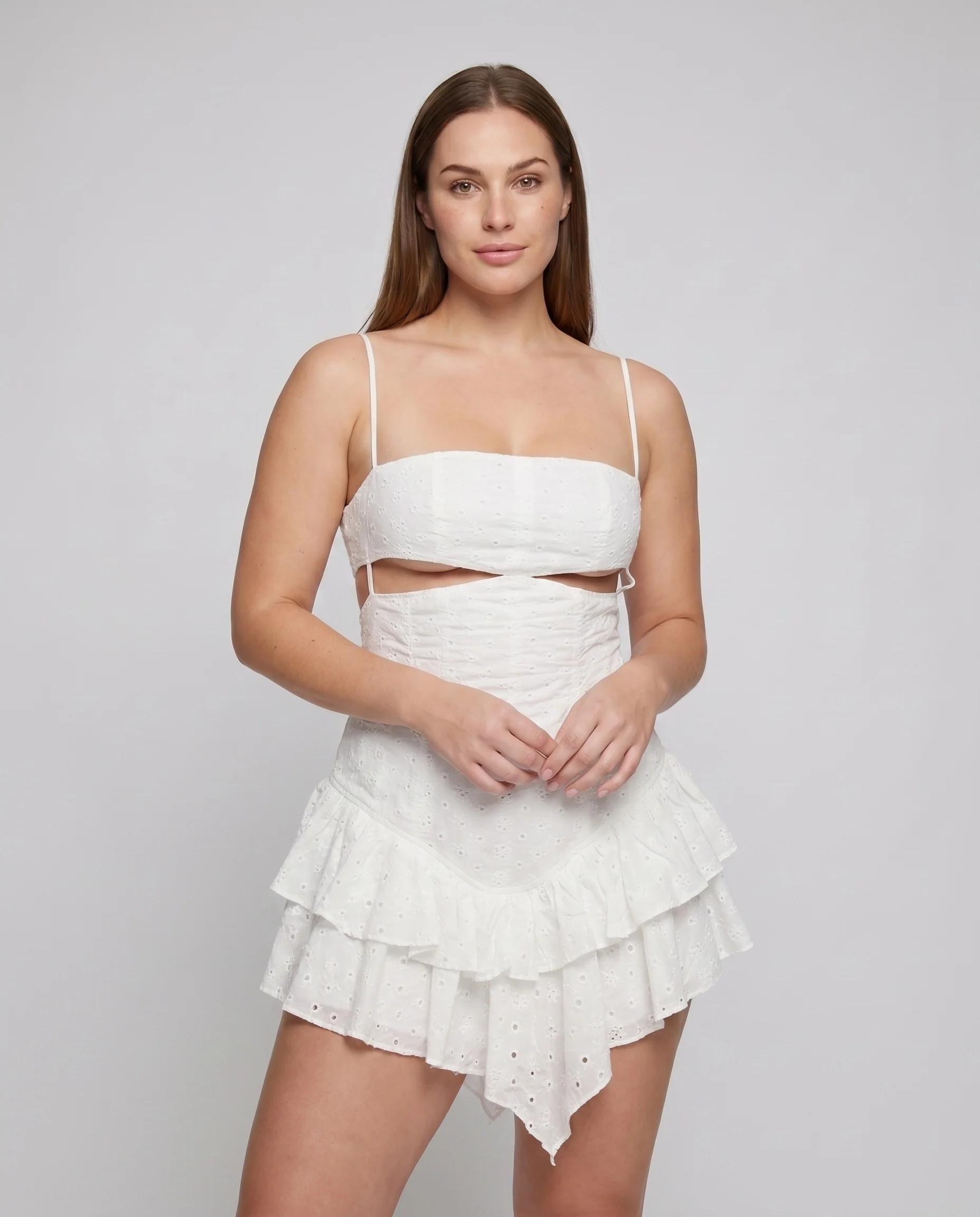 Damen Sommerliches Mini-Kleid mit Rüschen und Cut-Outs R&B - Image 2