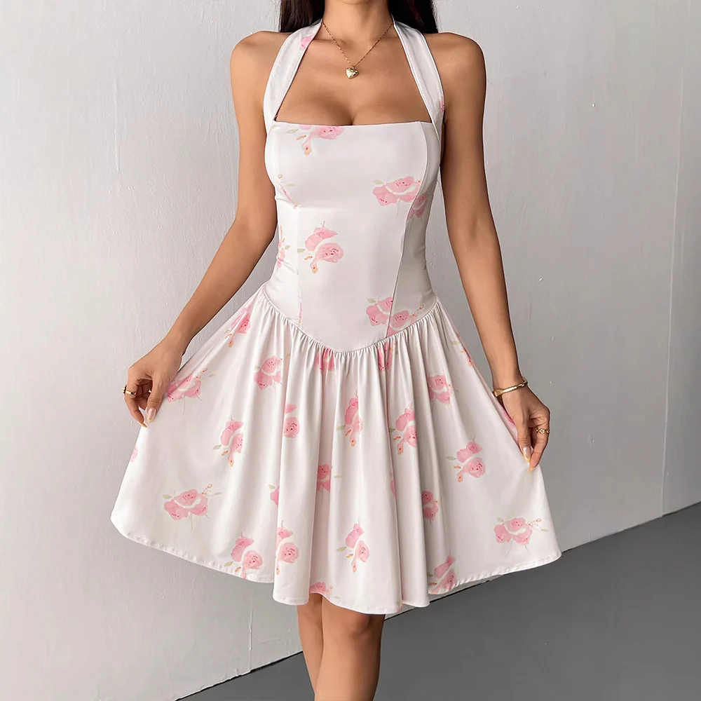 Damen Sommerliches Neckholderkleid mit floralem Design und taillierter Silhouette R&B - Image 3