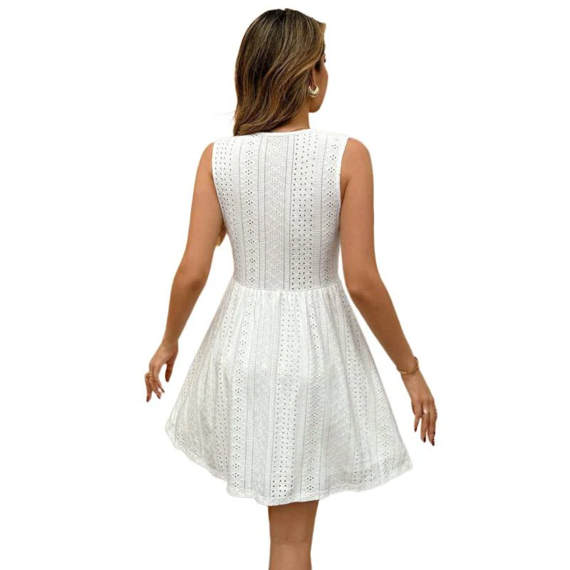 Damen Sommerliches Spitzenkleid mit tiefem V-Ausschnitt und elastischem Tailleneinsatz R&B - Image 5