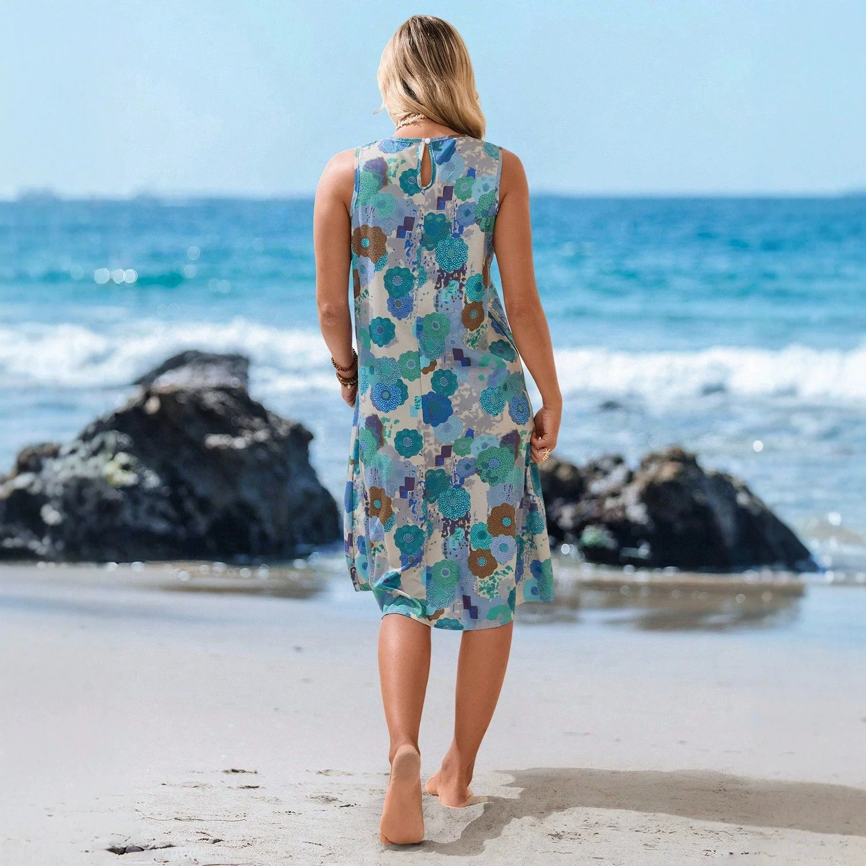 Damen Sommerliches Strandkleid mit floralem Muster und lockerer Passform R&B - Image 3