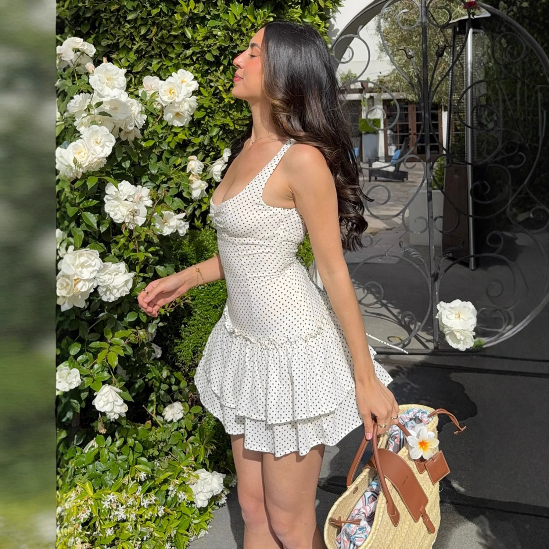 Damen Sonniges Kleid mit charmantem Rüschensaum und verspieltem Punkten R&B - Image 4