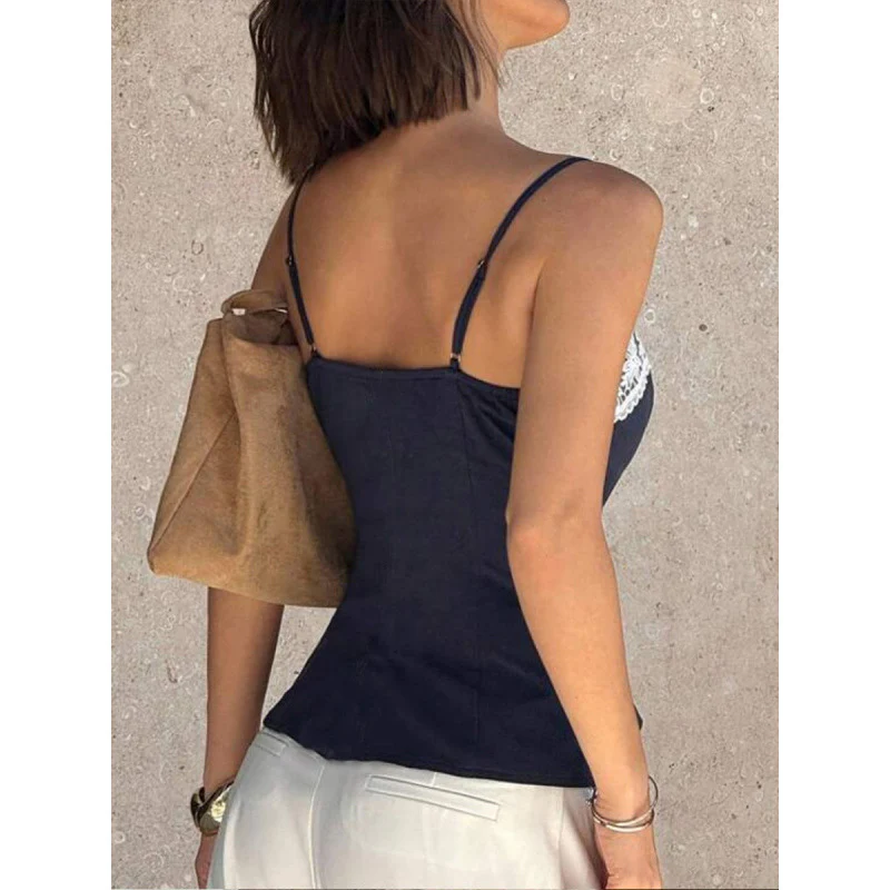 Damen Spaghetti-Träger Top mit elegantem Spitzenrand R&B - Image 5
