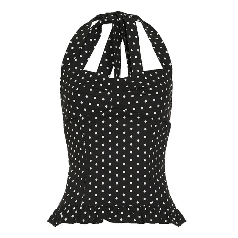 Damen Spaghettiträgershirt mit punktemuster und verspieltem Knoten R&B - Image 7