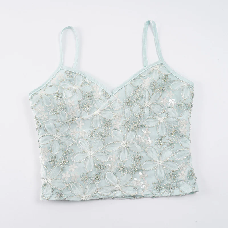 Damen Spaghettiträgertop mit floralen Stickereien und Lurex-Akzenten R&B - Image 6