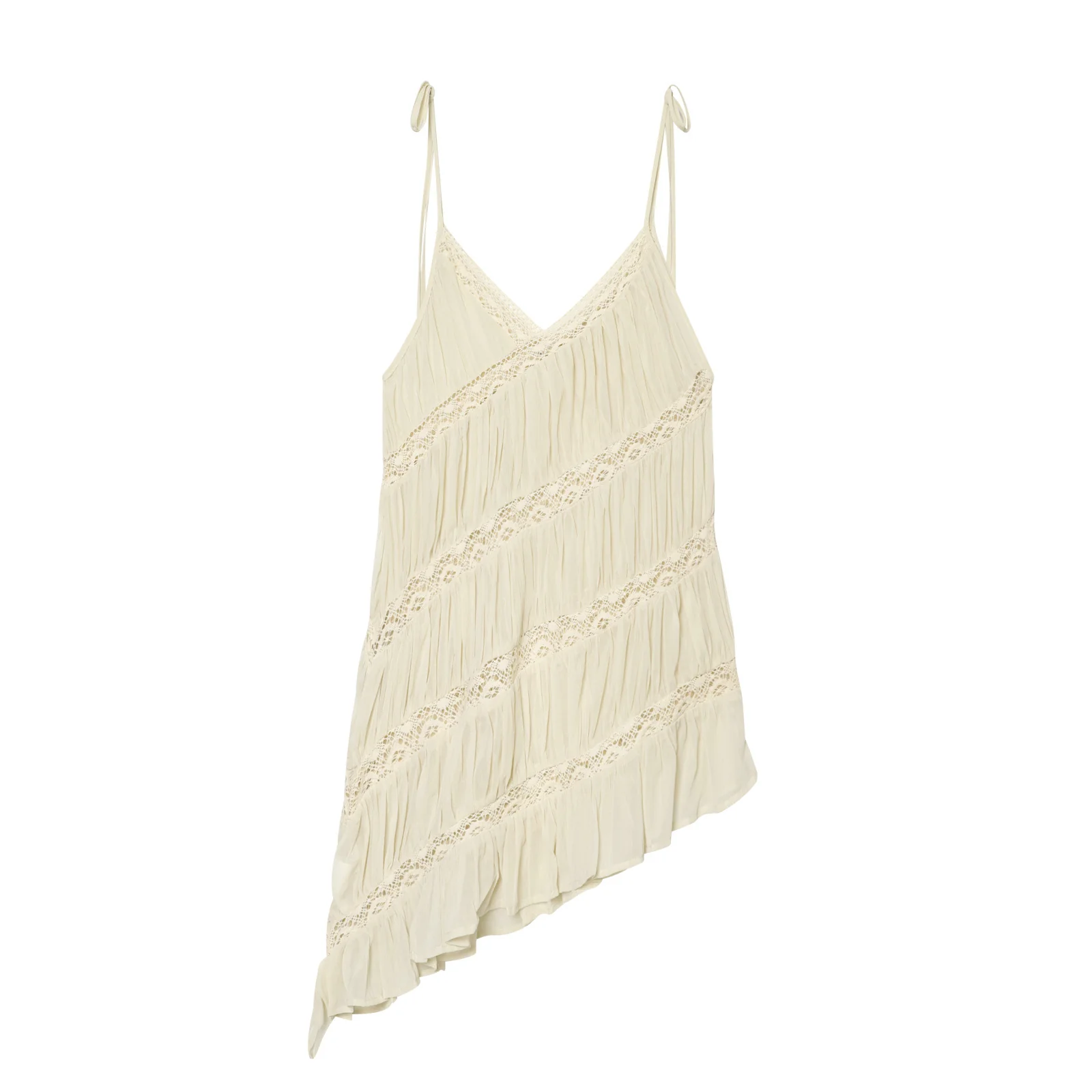 Damen Spaghettiträger Top mit verspieltem Rüschen und zartem Spitzenbesatz R&B - Image 2
