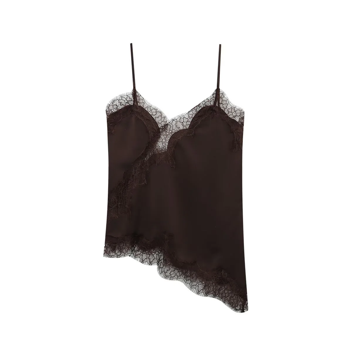 Damen-Spitzen-Camisole mit asymmetrischem Schnitt und eleganten Punkten R&B - Image 13