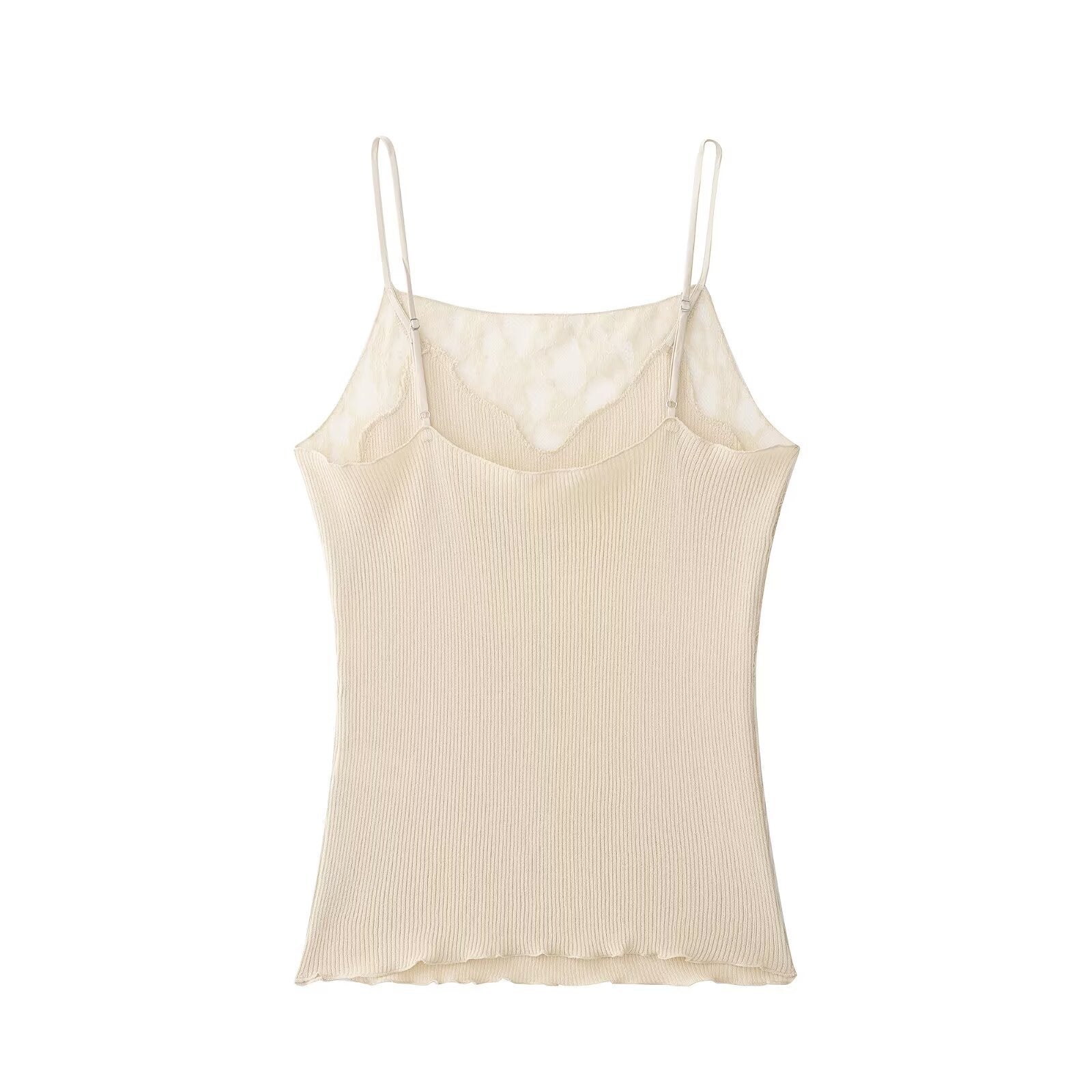 Damen Spitzen-Camisole mit feiner Rippstruktur und verstellbaren Spaghettiträgern R&B - Image 2