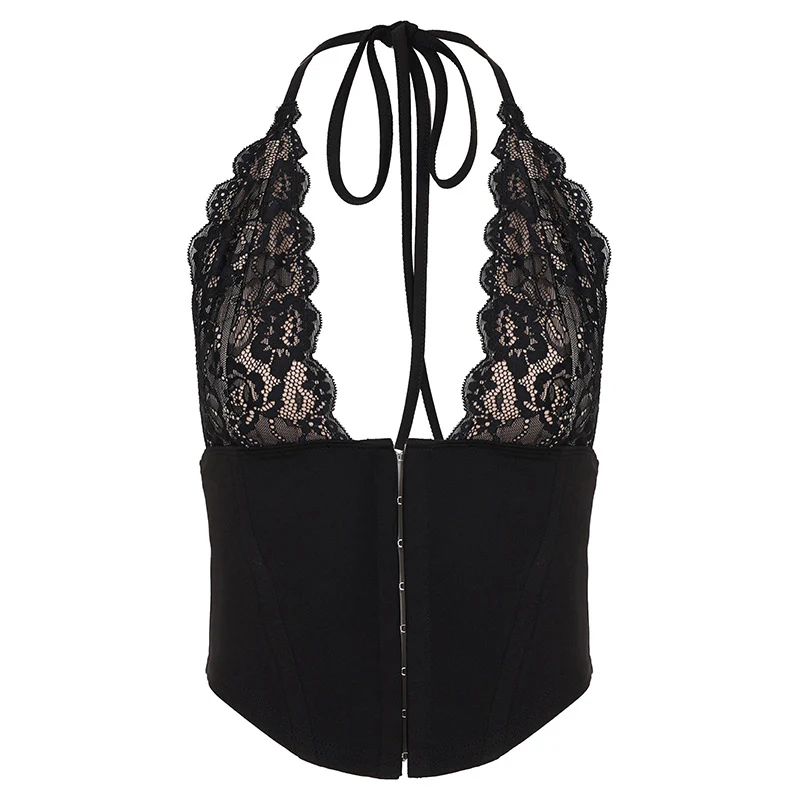 Damen Spitzen-Corsage mit tiefem V-Ausschnitt und modernen Rüschendetails R&B - Image 6