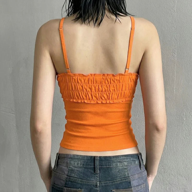 Damen Spitzen-Crop-Top mit dekorativem Rüschen und Knopfdetails R&B - Image 4