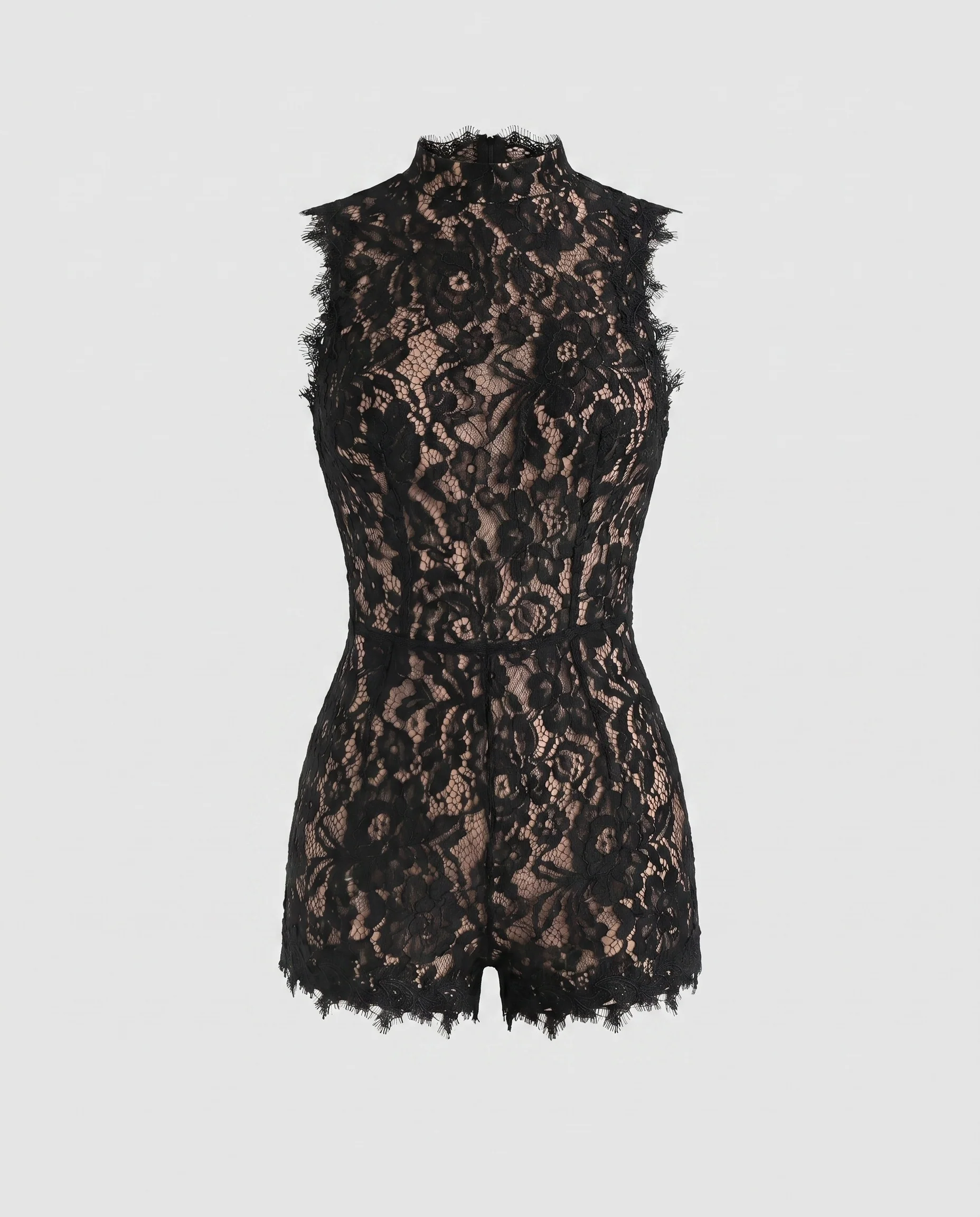Damen Spitzen Jumpsuit mit hohem Kragen und elegantem Schnitt R&B - Image 4